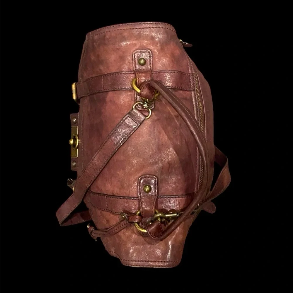 Frye Cameron Leather Satchel Crossbody Handbag Cognac Brown Retail $428 - Picture 13 of 16